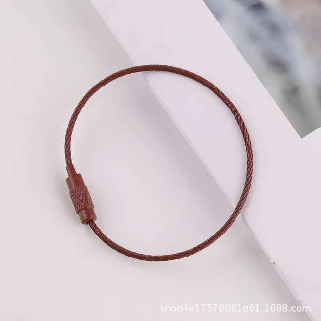 彩色鋼絲圈 手工飾品DIY手作材料配件 烤漆糖果色彩色鋼絲圈 金屬扣環, 環圈鑰匙扣咖色【高品質】, 1個