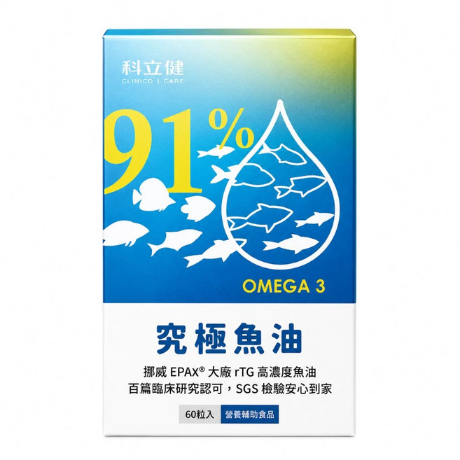 科立健 究極魚油 60粒 91% Omega-3 rTG挪威EPAX高濃度魚油, 1個, 究極魚油 60顆, 60顆