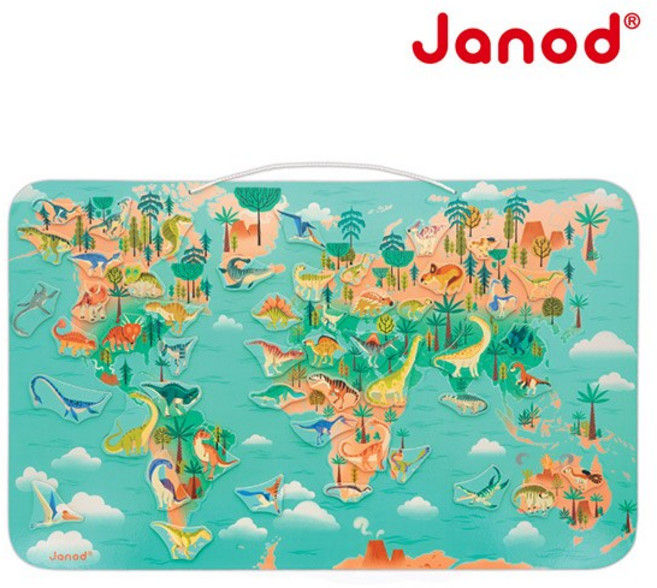 Janod 磁性木質拼圖-恐龍地圖 50pcs, 1個