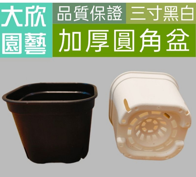 大欣園藝 三吋圓角加厚透氣盆, 黑色 圓角透氣盆, 1個