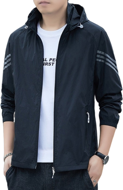 RYZY 防曬連帽外套, 黑色【防曬 冰絲】,4XL