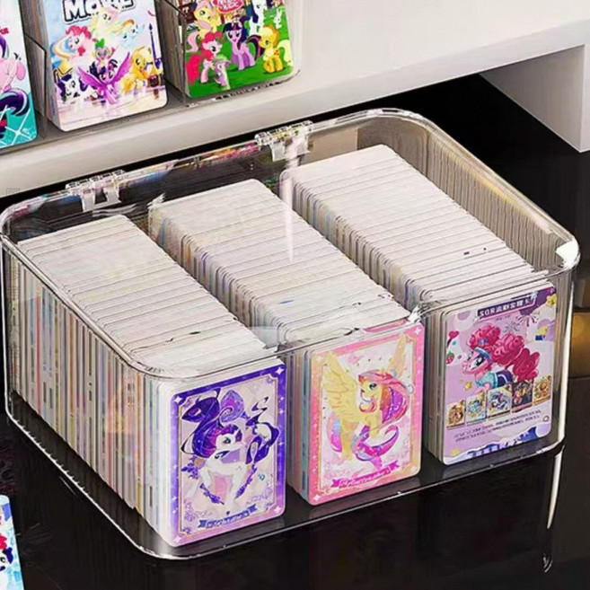 壓克力掀蓋式多格卡片收納盒, 1個, 小馬寶莉寶可夢收納盒-大號翻蓋6格,蓋子/擋板都是可拆卸的哦, 小馬寶莉寶可夢收納盒, 大號翻蓋6格