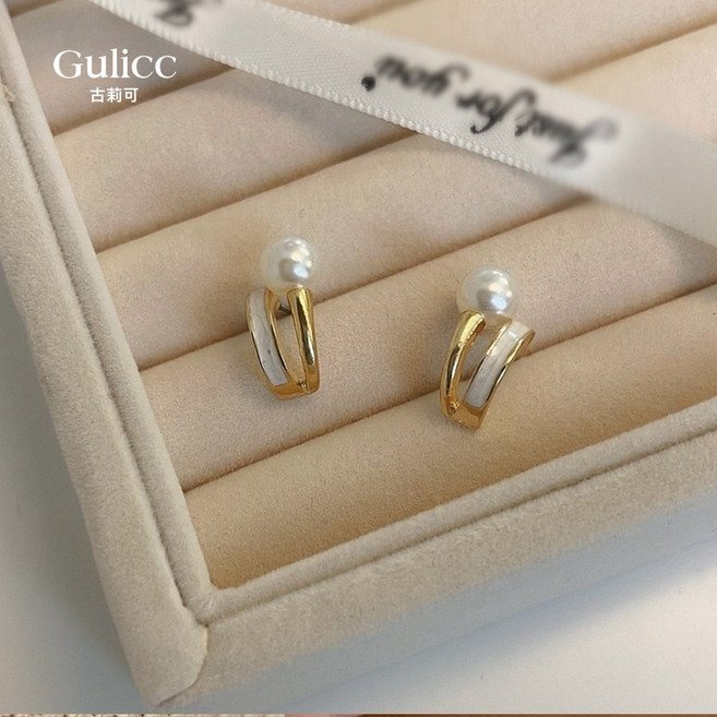 Gulicc 古莉可 韓國C型珍珠耳環 耳釘 飾品 耳飾 耳扣 耳針 耳勾 雙11 生日 禮物