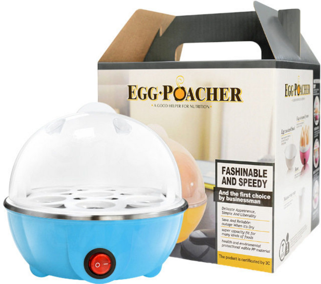 EGG-POACHER 蒸蛋煮蛋器 自動斷電 早餐機, 藍色單層美規 110v