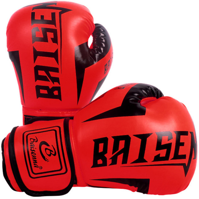 Balsenna 成人拳擊手套 搏擊 泰拳 散打 訓練手套, 一次成型拳套紅色, 1套