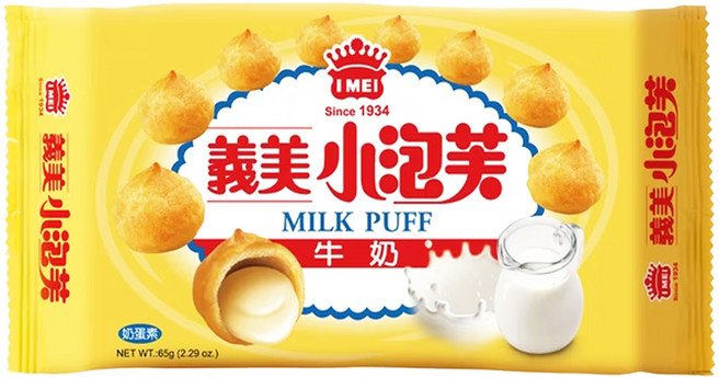 義美 牛奶小泡芙, 57g, 1個