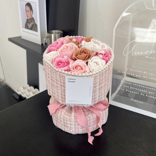 14朵/21朵小香風玫瑰花束 母親節 生日 禮物, 1個, 粉