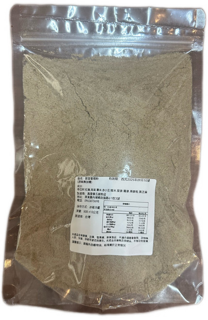 真營養五穀粉店 台灣真營養五穀粉-飲食管理粉(薏米.蕎麥.燕麥.奇亞籽.黑芝麻.紅棗.高粱.糙米.赤小豆.藜麥), 500g, 1個