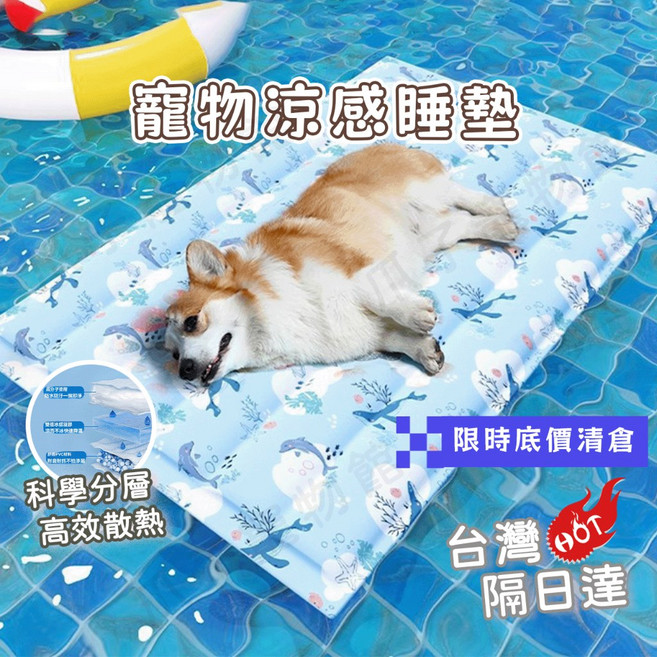 狗狗冰墊貓咪涼墊冰窩 寵物涼感降溫墊 涼爽軟彈易清潔, 1個, 冰墊藍色雪花,XL(90*60cm)適用35kg內, 藍色雪花