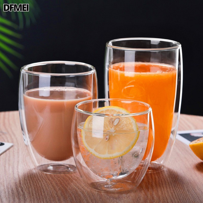 DFMEI 加厚雙層玻璃杯蛋形杯隔熱家用咖啡杯水杯果汁杯牛奶杯隔熱耐高溫, 1個, 竹蓋(適合250ml、350ml、450ml):參考詳情