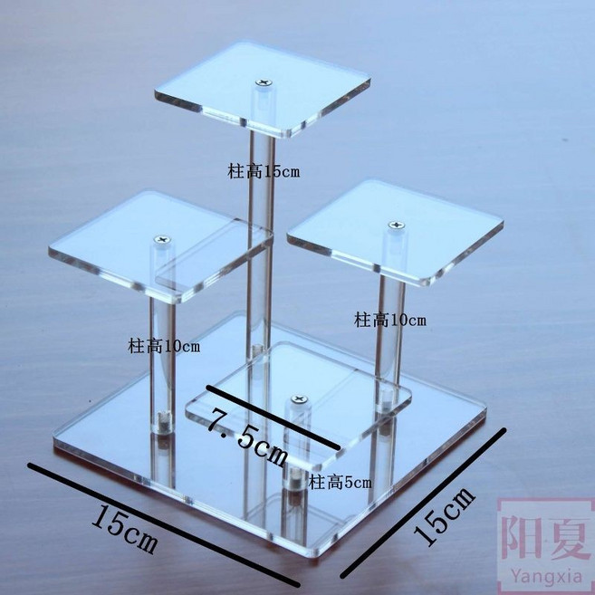 透明壓克力展示架 階梯架 手辦公仔擺件架, 1個, 透明(方形四座)
