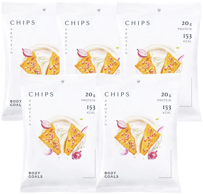 Body Goals 高蛋白脆片 酸奶油洋蔥口味 20克蛋白質, 35g, 5個