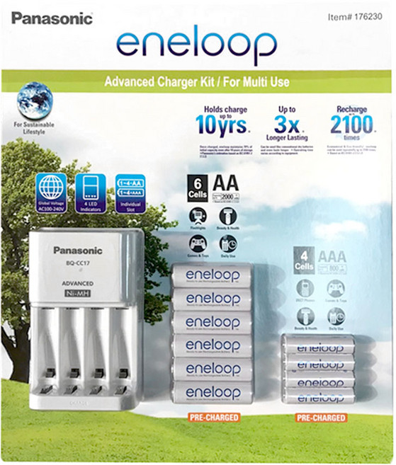 Panasonic 國際牌 ENELOOP 充電電池組 含充電器 (日本製), 10個, 1組