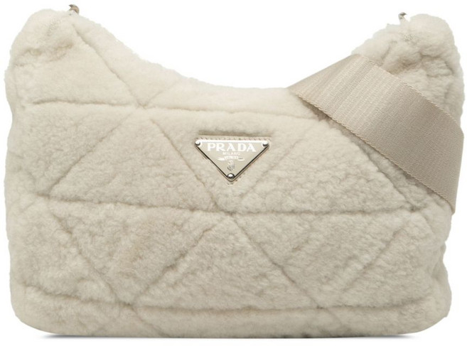 프라다 중고 2013-2025 퀼팅 시어링 패딩 크로스 백