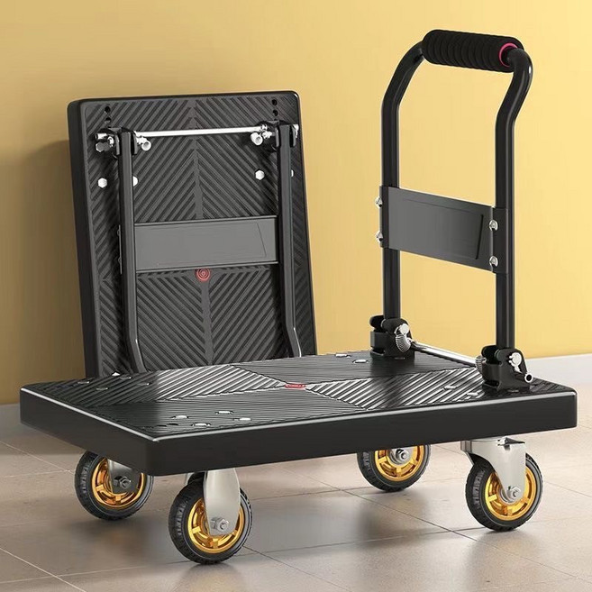摺疊手推車 可開發票 附繩子, 1個, 特厚72x48超靜音耐重350KG, 黑色