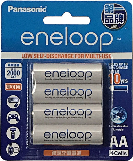 Panasonic eneloop AA 充電電池 最新款日本製, 1套, 4個裝