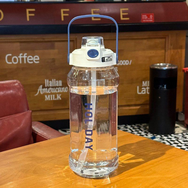 good 雙飲大容量運動水杯便攜男生吸管杯耐高溫學生水壺, 帥白 2000ml ,杯子+吸管, 1個