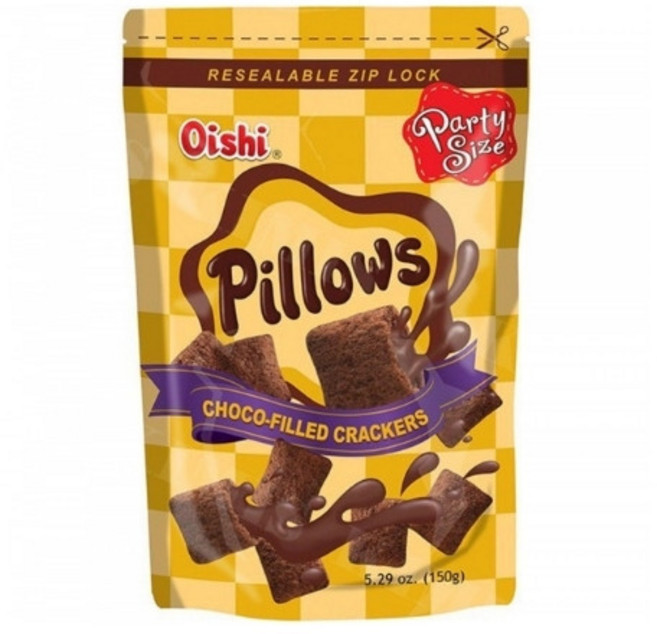 Oishi PILLOWS Choco-Filled Crackers 巧克力夾心餅乾 150g, 1個