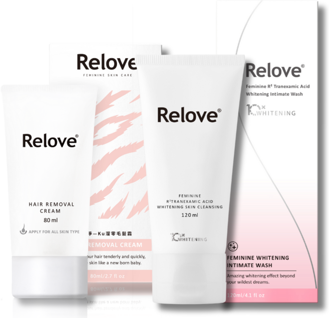 RELOVE 零毛髮美肌組 男女適用 私密處/腋下/手腳毛, 1個, 零毛髮霜80ml+傳明酸淨白私密洗120ml, 200ml