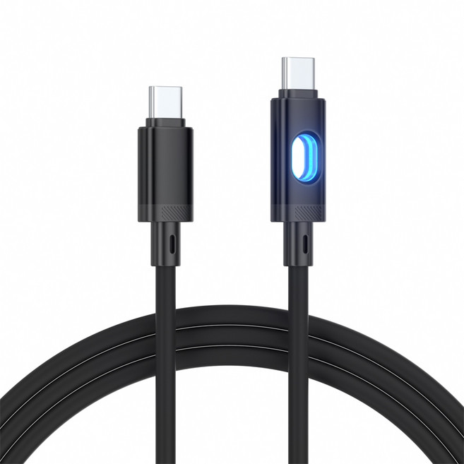 快充傳輸線 PD充電線 支援蘋果 三星 小米 VIVO OPPO 帶燈快充線, 1個, C TO C, 黑色, 200cm
