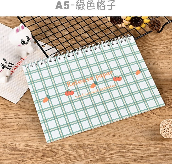 RAYRAYGO 離型本【可愛系列】4款 32張, 1個, A5綠色格子, 如圖