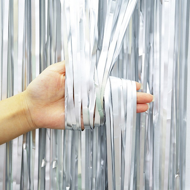 金色彩絲裝飾簾, 雨絲簾-銀色