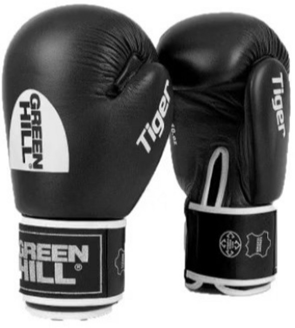 GreenHill TIGER 黑色 12oz 真皮 高防護 訓練 拳擊手套, 1個