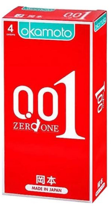 岡本 001 ZERO ONE 至尊勁薄保險套, 1個, 4個裝, 岡本 001 至尊勁薄【4入】