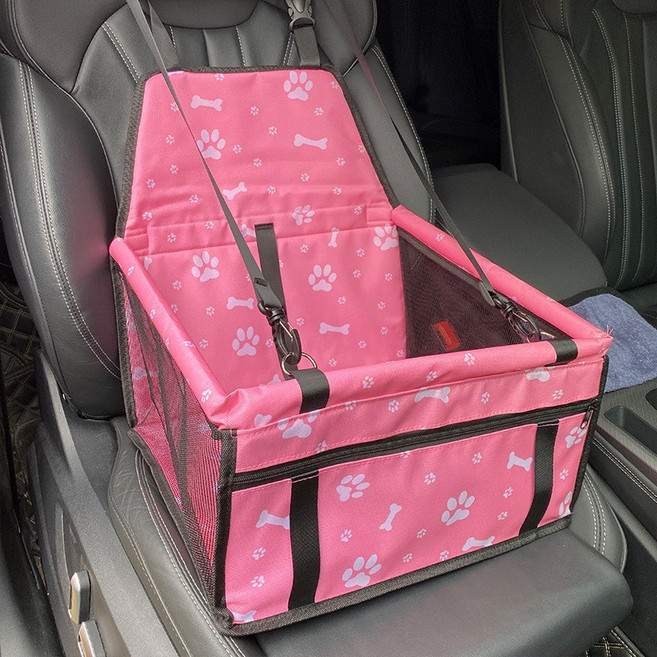 寵物安全座椅車載床 加強款, 粉色骨頭印PVC管加厚版車載床, 1套