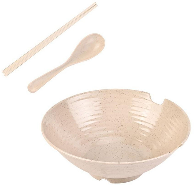 日式斗笠碗 大湯碗 拉麵碗 小麥秸稈環保防燙碗, 20cm碗米色,單碗, 1個