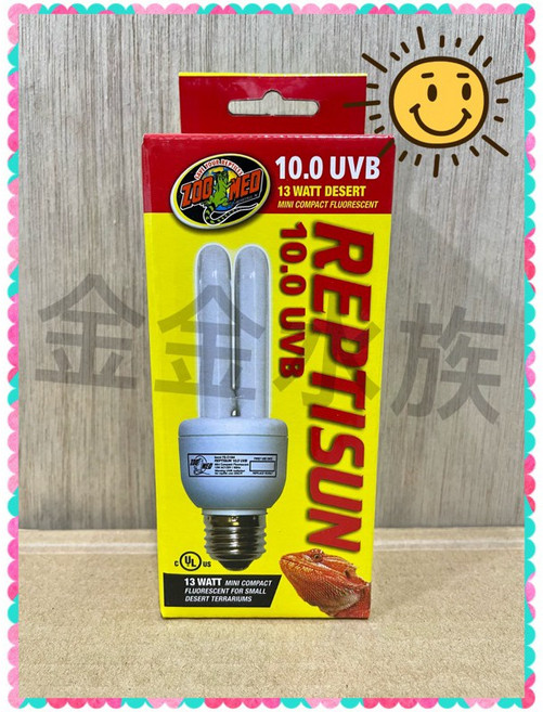 ZOO MED ReptiSun UVB 10.0 紫外線燈 13W 迷你緊湊型螢光燈, 1個, ZM13W 10.0 迷你型, N/A