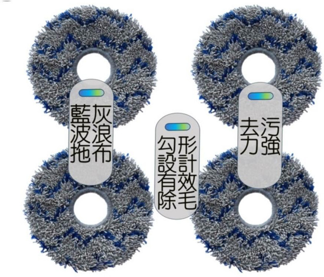 相容 科沃斯 X1S PRO PLUS 副廠 主刷 邊刷 濾網 塵袋 拖布 主刷蓋 拖布支架 耗材 配件, 藍灰拖布4片