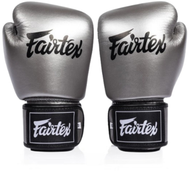【神拳阿凱】 Fairtex BGV1-PLUS 升級款 真皮 拳擊 手套 拳套 泰拳 格鬥, 銀色,10oz, 1個
