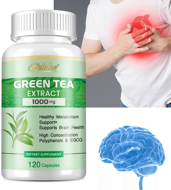 Pslalae 綠茶萃取 1000mg 膠囊 促進新陳代謝 支持腦部健康, 120組