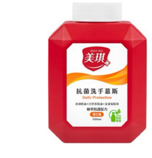 美琪植萃配方洗手慕斯補充瓶 500ml, 1個