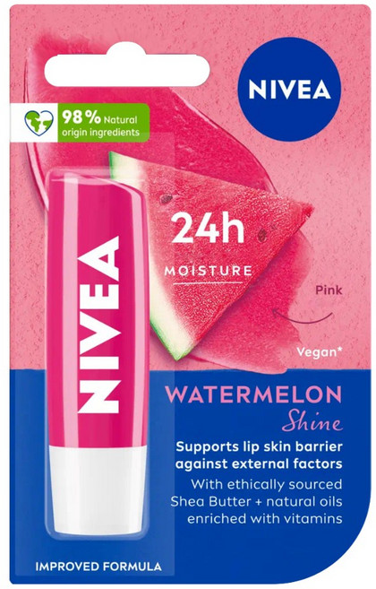 【NIVEA 妮維雅】水漾護唇膏【兔雜tuzha】, 1個, 4.8g, 西瓜亮彩