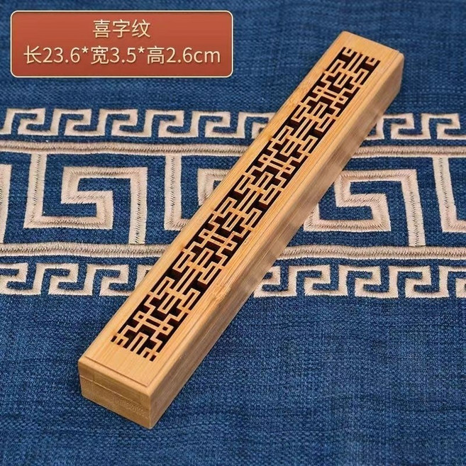台灣 黑檀木 酸枝木 臥香盒 香爐 室內香薰 木質檀香爐, 喜字紋綫香盒