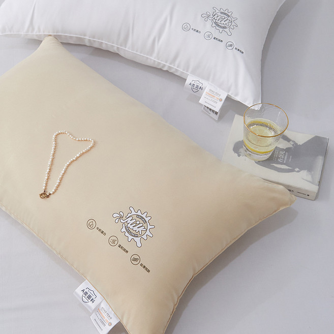 ease sleep 60s 易眠柔軟舒適睡枕 嬰幼兒級A類 可機洗 高回彈, A類面料 - 牛奶纖維羽絲香檳金高枕, 1件