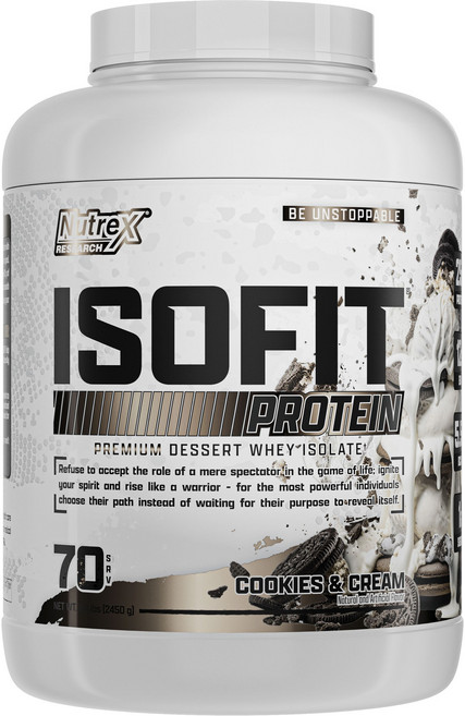 Nutrex Research IsoFit分離乳清蛋白粉 奶油餅乾風味, 2.45kg, 1個