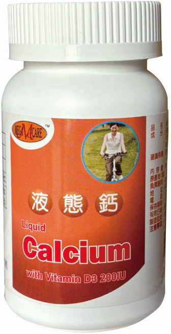 MEGA V CARE 液態鈣 搭配維生素D3 200IU, 1.1g, 1個