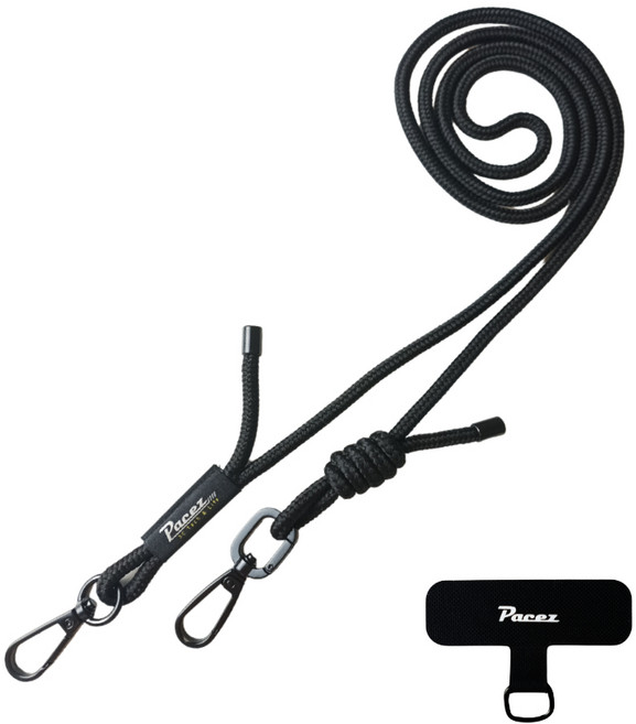 PACEZ 6mm 多用途手機掛繩, 黑, 1個