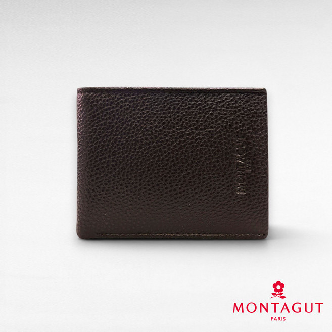 MONTAGUT 夢特嬌 時尚頭層牛皮真皮 皮夾錢包 咖啡色 308