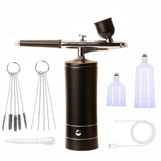 黑色電動噴槍-0.3MM標准款 噴筆美甲噴槍 模型噴漆筆 顏料噴壺, 1個