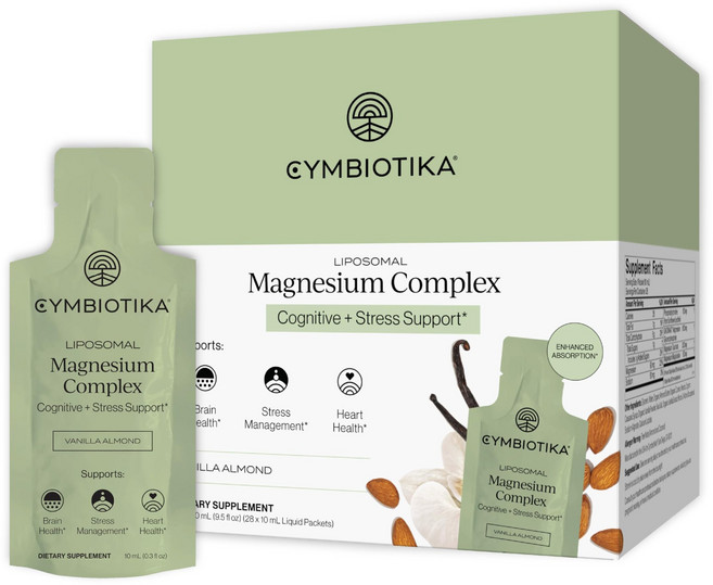 Cymbiotika 脂質體鎂複合物 認知 + 壓力 香草杏仁 28入, 1個, 280ml