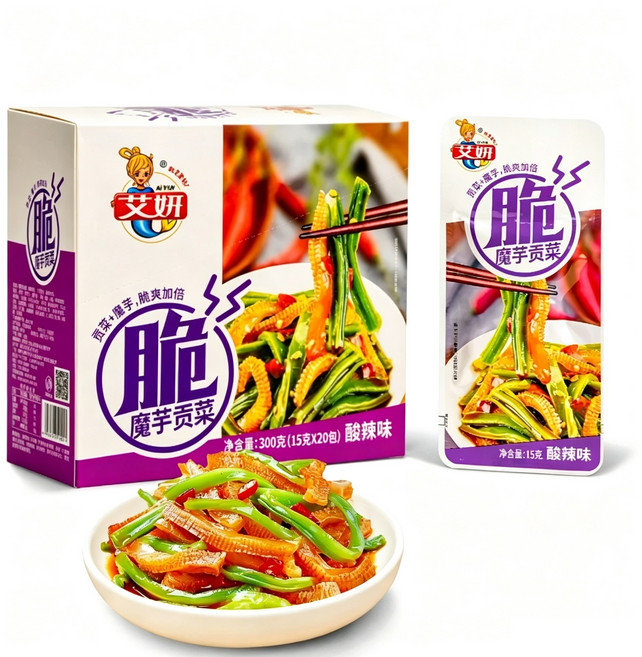 脆爽貢菜 15g 即食香辣下飯菜 網紅小零食, 5個, 【酸辣】(中辣),5包(15g/包)