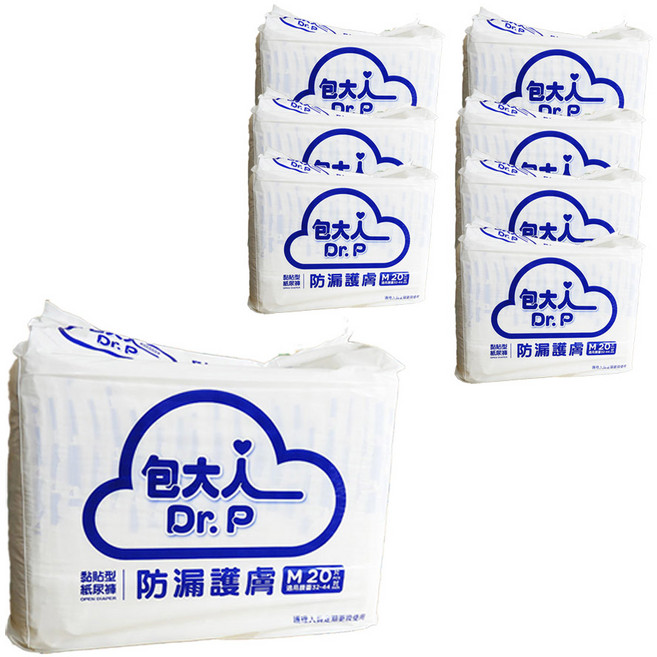Dr. P 包大人 防漏護膚黏貼型成人紙尿褲 M, 中等的, 2箱, 80片
