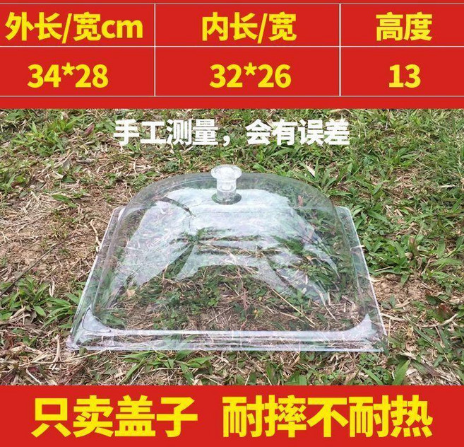 good 蓋透明防塵罩長方形麪包罩托盤蓋菜蓋擺攤塑料蓋熟食蓋防塵罩, 長34寬28高14 單個蓋買5送1, 1個