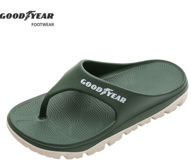 GOODYEAR 綠 GAML23315 固特異男拖鞋 寬楦 EVA易彎曲 足弓支撐 輪胎紋路大底耐磨防滑夾腳運動拖鞋GOOD YEAR 舒適緩震EVA發泡材質男士拖鞋