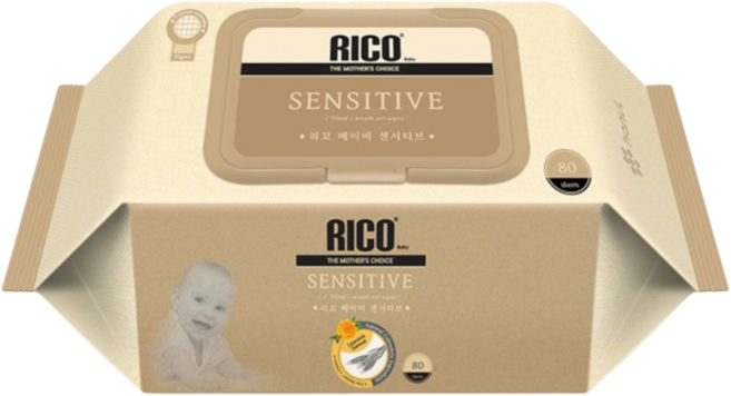 RICO Baby 嬰兒柔濕巾 SENSITIVE 敏感肌適用 80抽 溫和清潔 保濕呵護, 80張, 12包