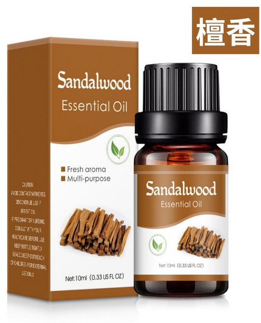 香薰精油 水溶性芳香精油 檀香等多種香氣 適用水氧機擴香石 國際認證 10ml, 1個, 香薰精油-檀香